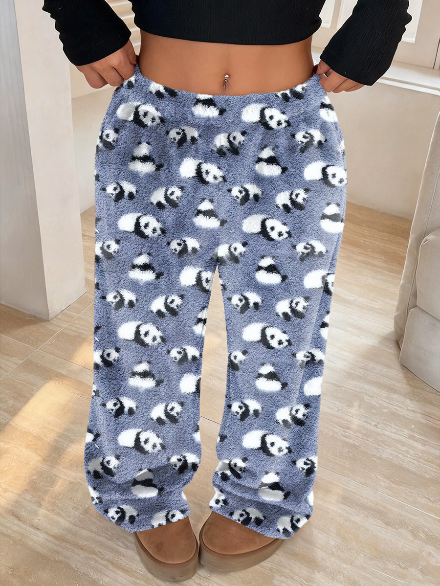 Straight-leg Wide-leg Pants Fashionable Plush  For Women