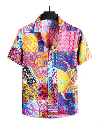 Digital-print Youth Casual Short-sleeve Shirt