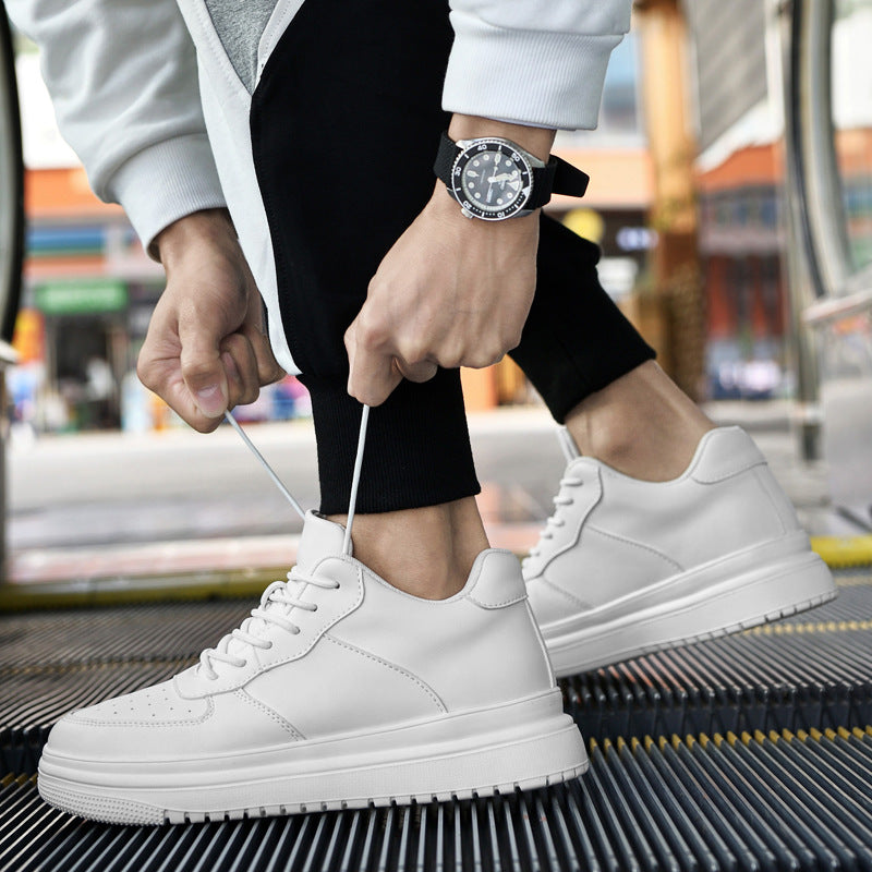 Mens Casual Korean-style Low-top White Sneakers