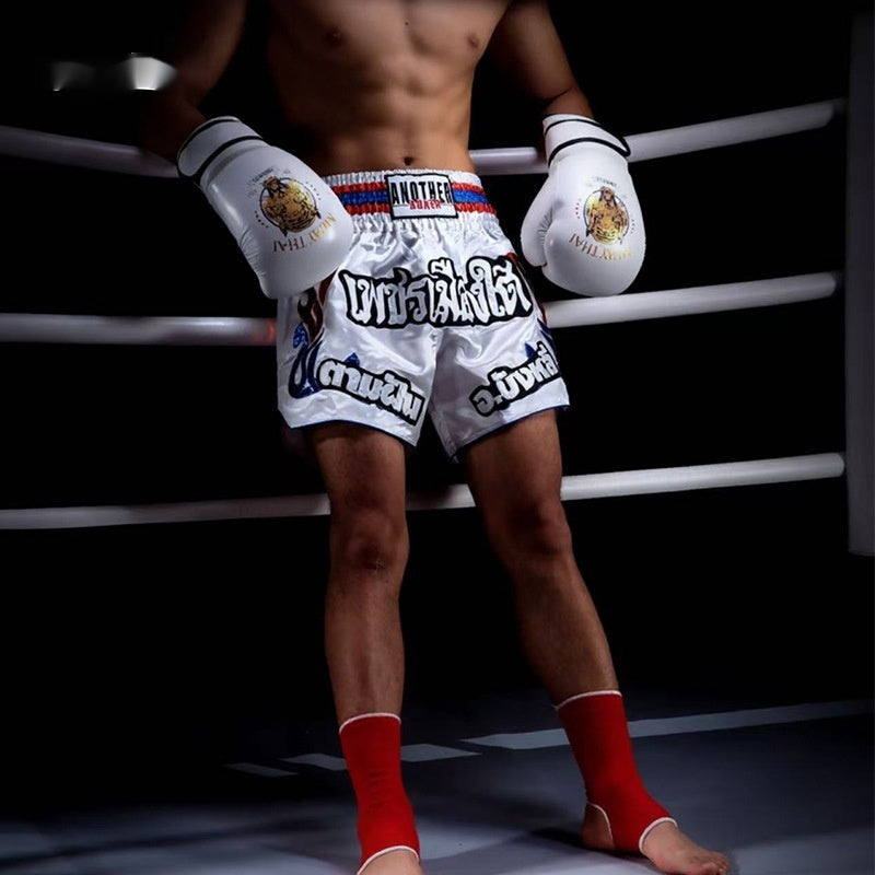 Boys Muay Thai Boxing Training With A Punching Bag And Gloves