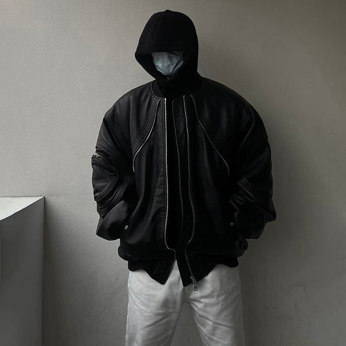 Heavy Industry Vintage Leather Flight Jacket Baggy Coat