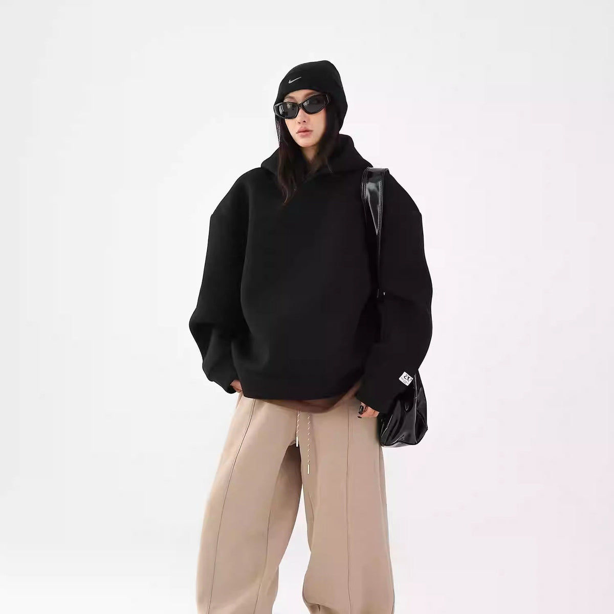 Thickened Air Layer Hooded American High Street Loose-fitting Sweatshirt