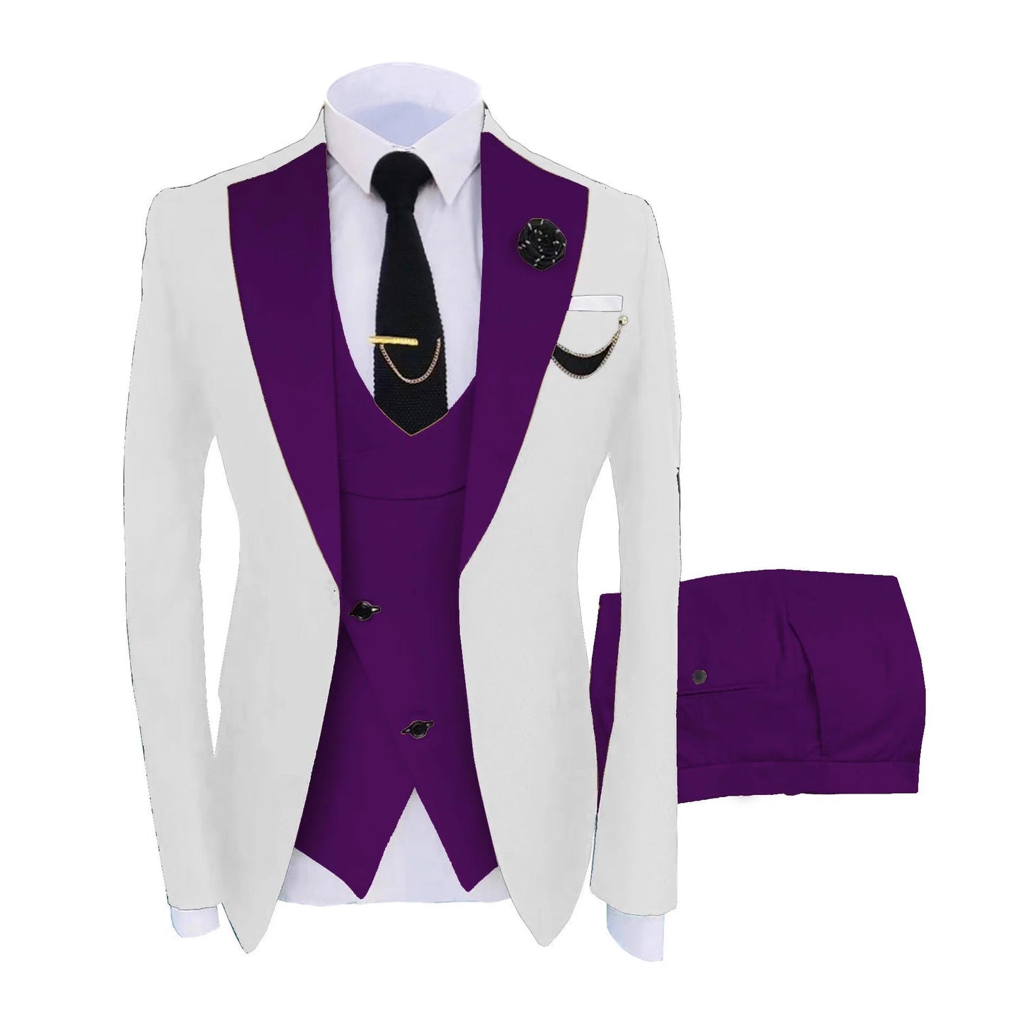 Mens Three-piece Mixed-color Suit