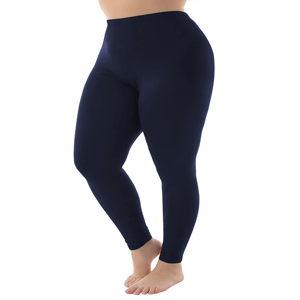Nine Points High Elastic Solid Color Spring And Autumn Leggings Plus Size