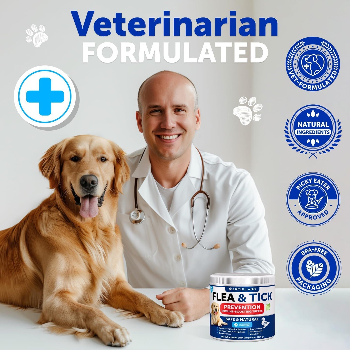 Flea & Tick Chews for Dogs 240 Count 2-Pack Vitamins B1/B6/B12 All Breeds
