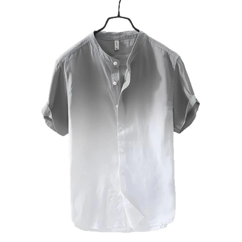 Breathable Comfortable Resort-style Ombre Short-sleeve Shirt