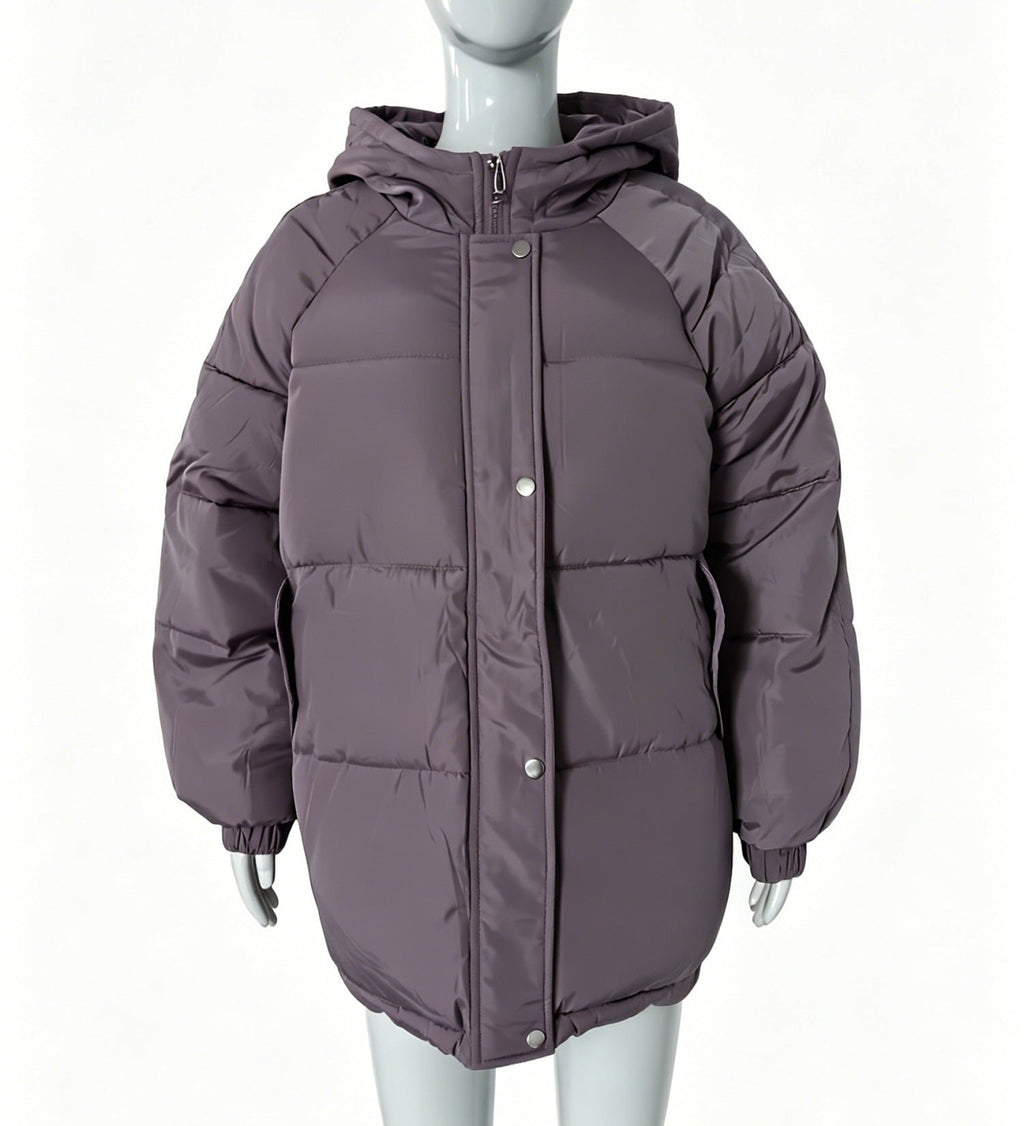 Womens Winter American-Style Fake Two-Piece Patchwork Hooded Cotton Padded Coat