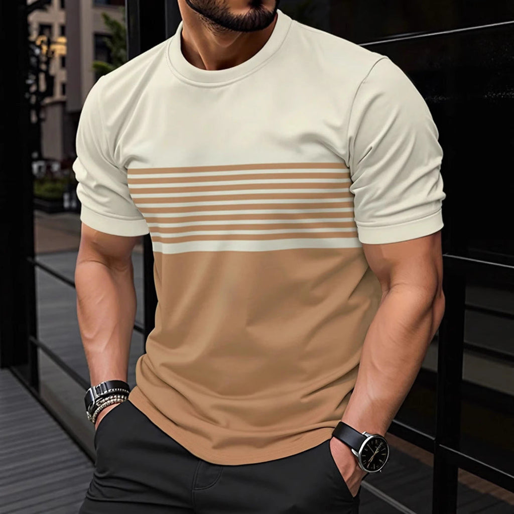 Fashionable And Minimalist Men's Crew-neck Casual Short-sleeve Shirt
