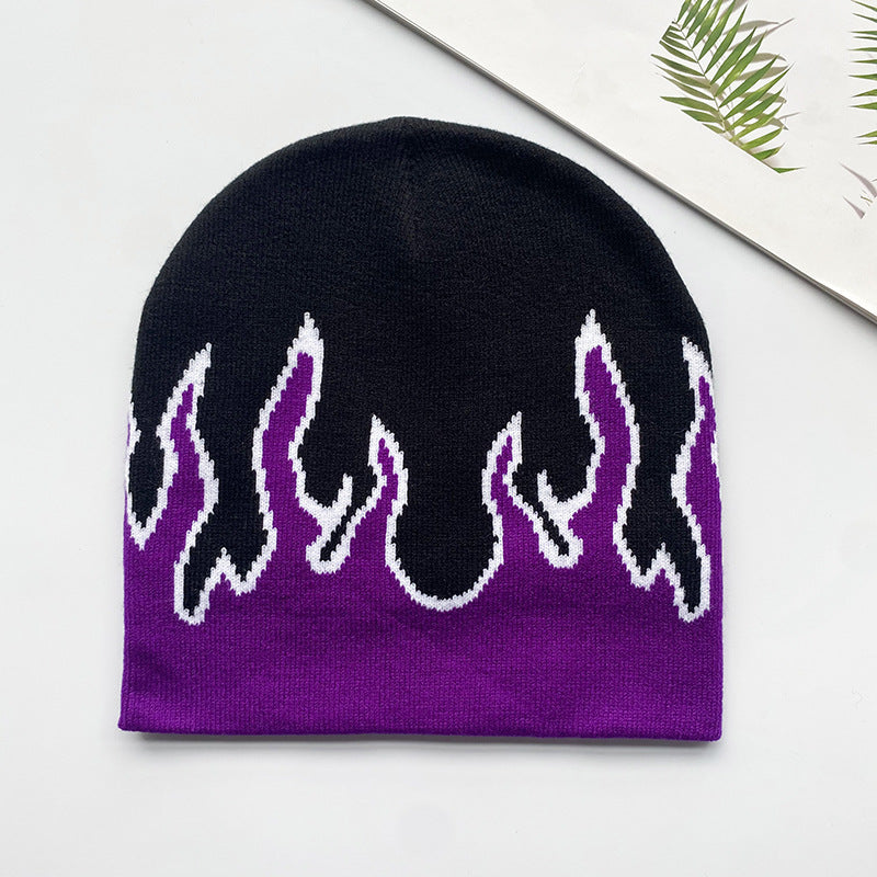 Hip-hop Street-style Flame Knitted Hat For Men
