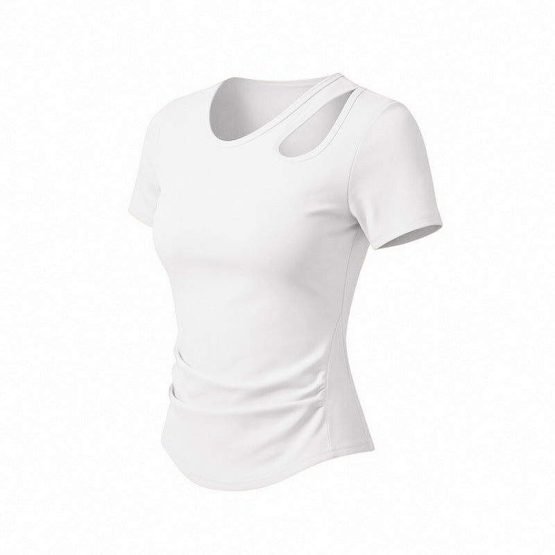 Womens Short-sleeve Workout Top Cropped Style Waist-cinching And Slimming