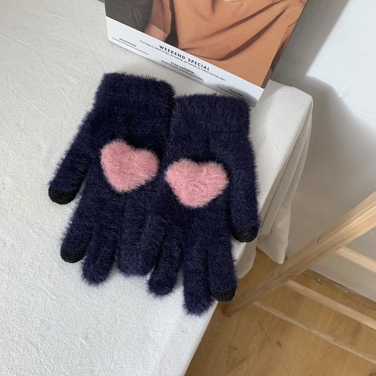 Winter Fingerless Knitted Gloves Touchscreen Warm Windproof