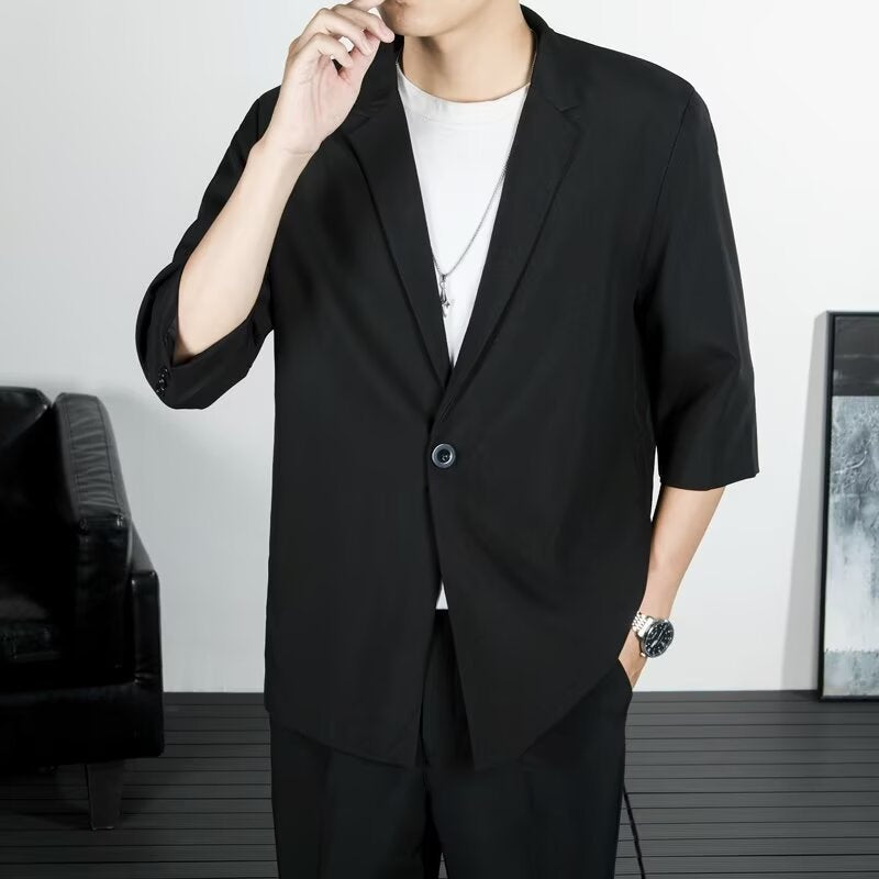Five Quarter Sleeve Petite Blazer Hong Kong Style Trendy Brand Single Breasted Coat