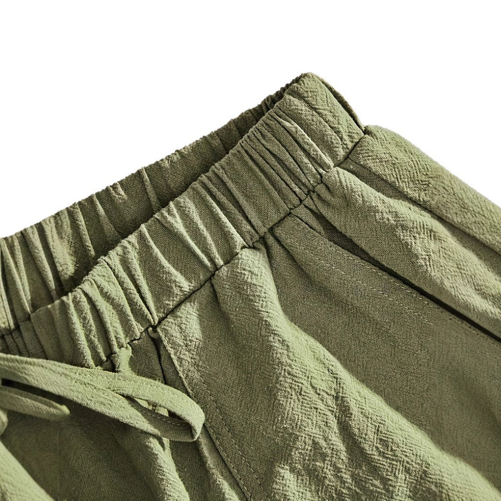 New Summer Cotton-linen Shorts With Pockets In Solid Colors