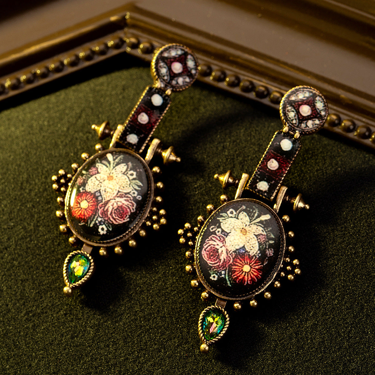 New Chinese Style Ethnic Inspired Vintage Print Earrings