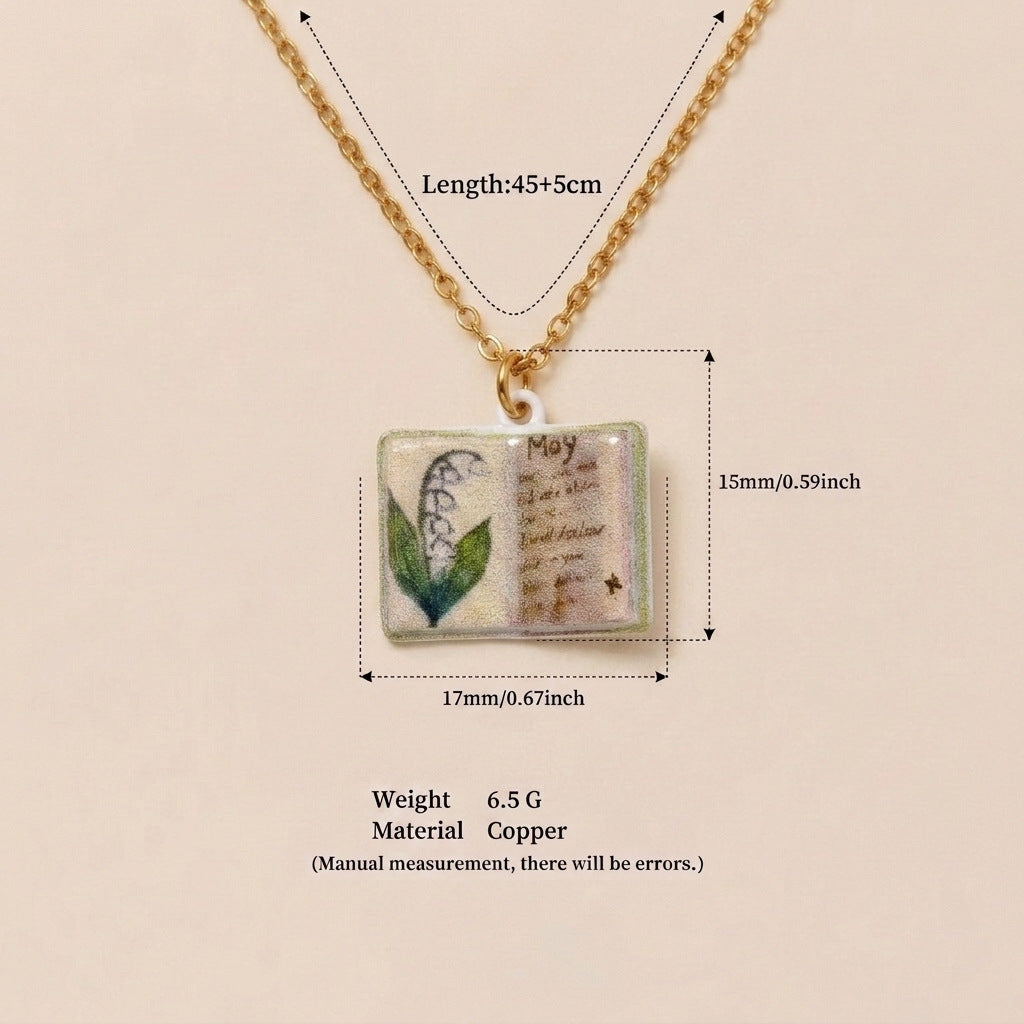 Retro Book Necklace For Women