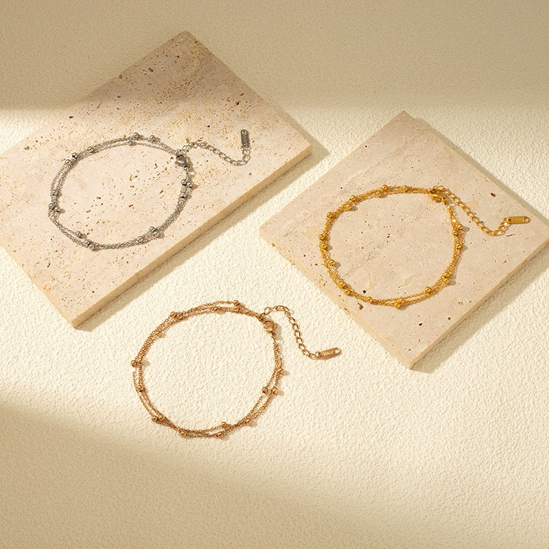 Fashionable And Minimalist Multi-layer Metal Bead Anklet