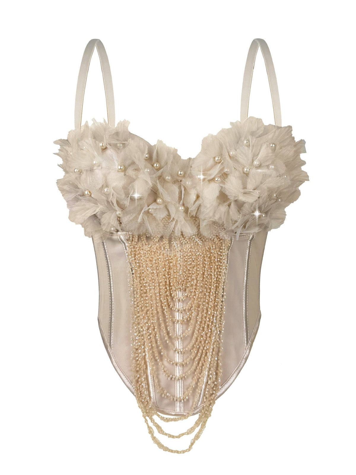Cross-Border New Handmade Flower Tassel Camisole Sexy Backless Tube Top European And American Outer Wear Fishbone Bra Body Shaping