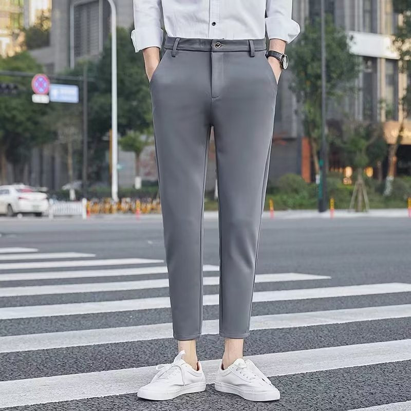 Men's Fashionable Slim-Fit Casual Drapey Cropped Trousers