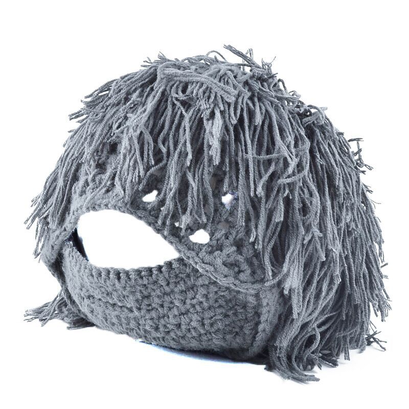 Creative Knitted Ski Hat With A Wig Beard