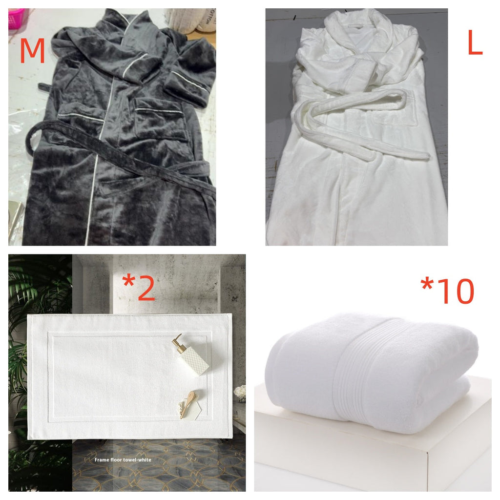 Extended Autumn And Winter Coral Fleece Bathrobe