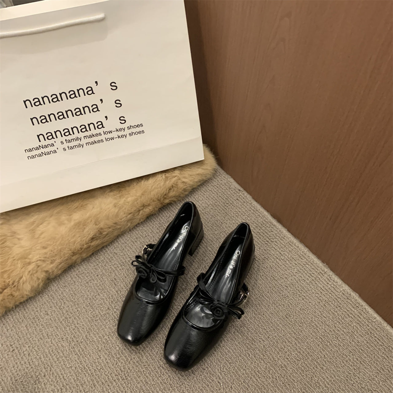 2026 Spring New Women French Bow Square Toe Block Heel Mary Jane Shoes For Dresses