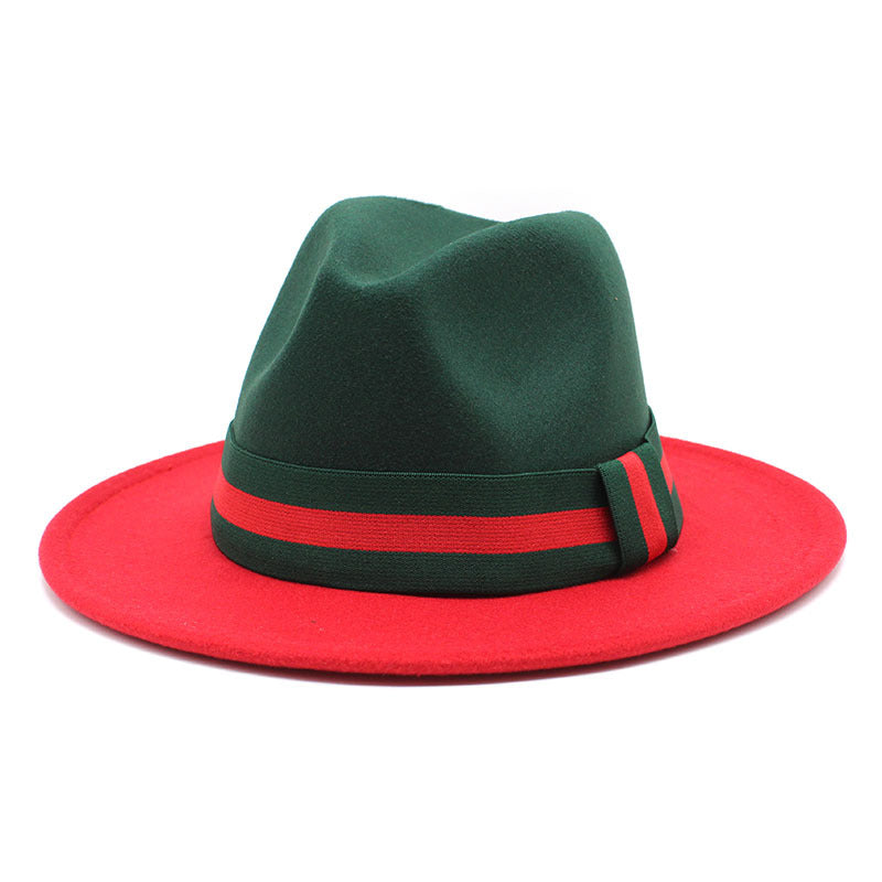 Fashionable Two-tone Patchwork Wool Top Hat