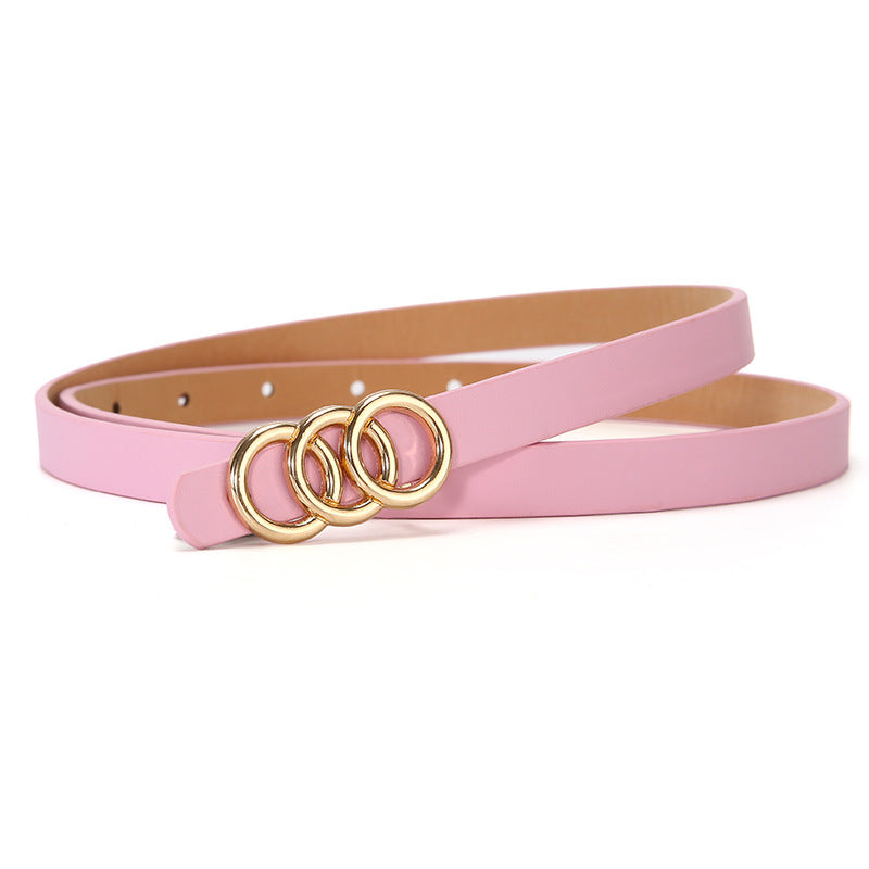 Women's Belt White Three-circle Simple All-matching Jeans