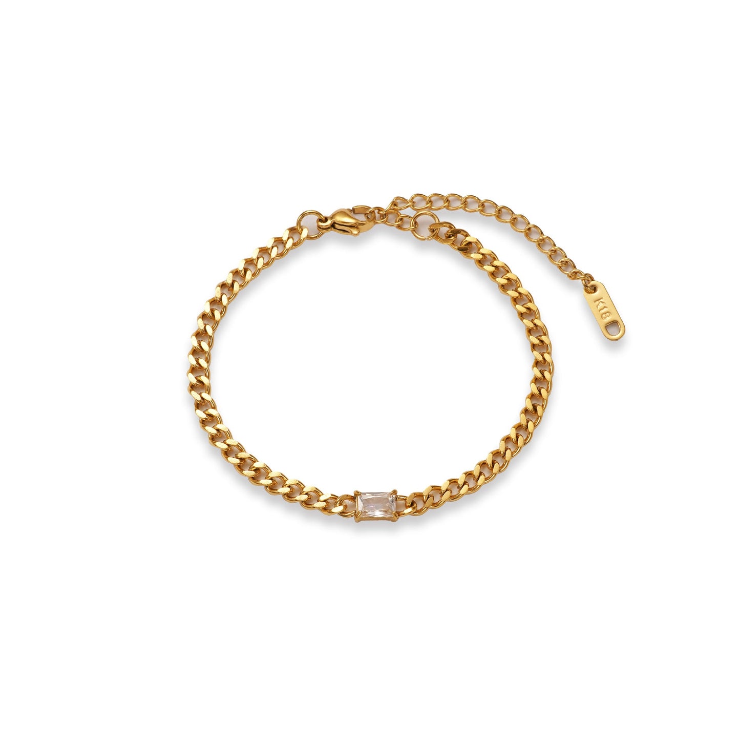 Fashion Titanium Steel Matte Chain Water Drop Zircon Bracelet Set