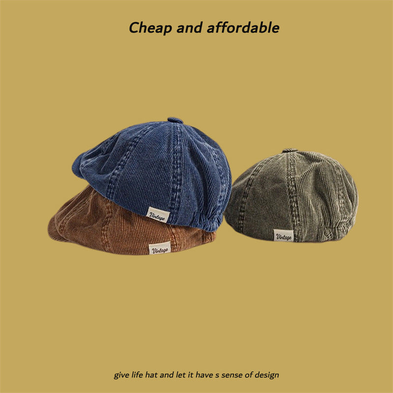 Corduroy Eight-panel Cap Men's Japanese Retro Literary
