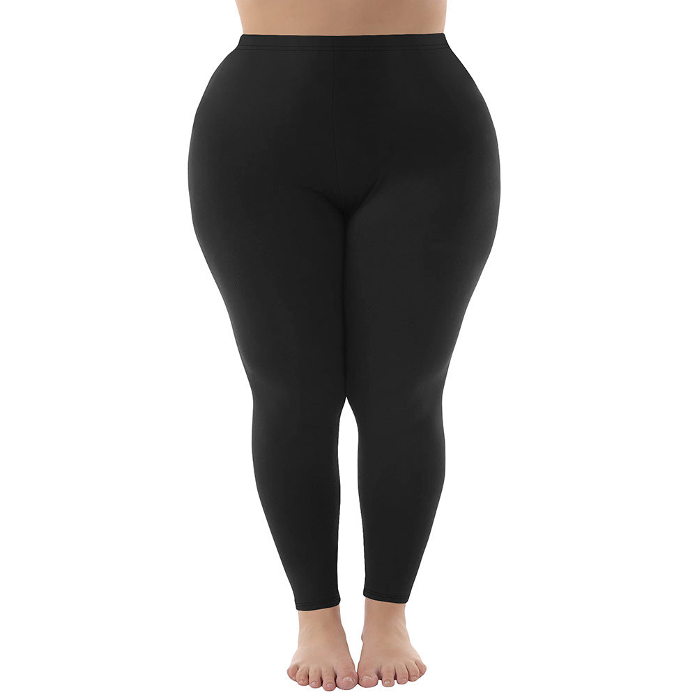 Nine Points High Elastic Solid Color Spring And Autumn Leggings Plus Size