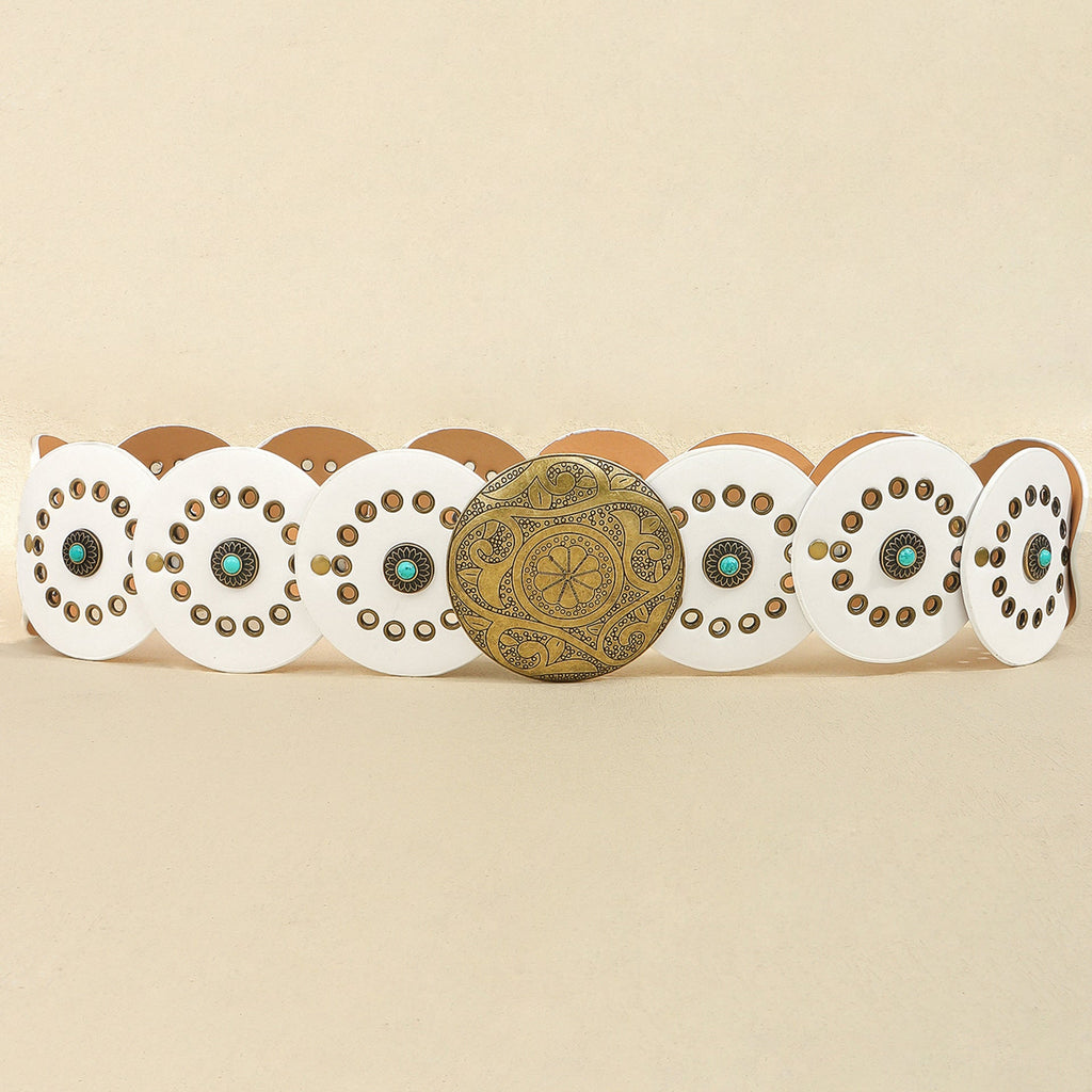 Waist Western Style Disc Personality Turquoise Air Eye Belt