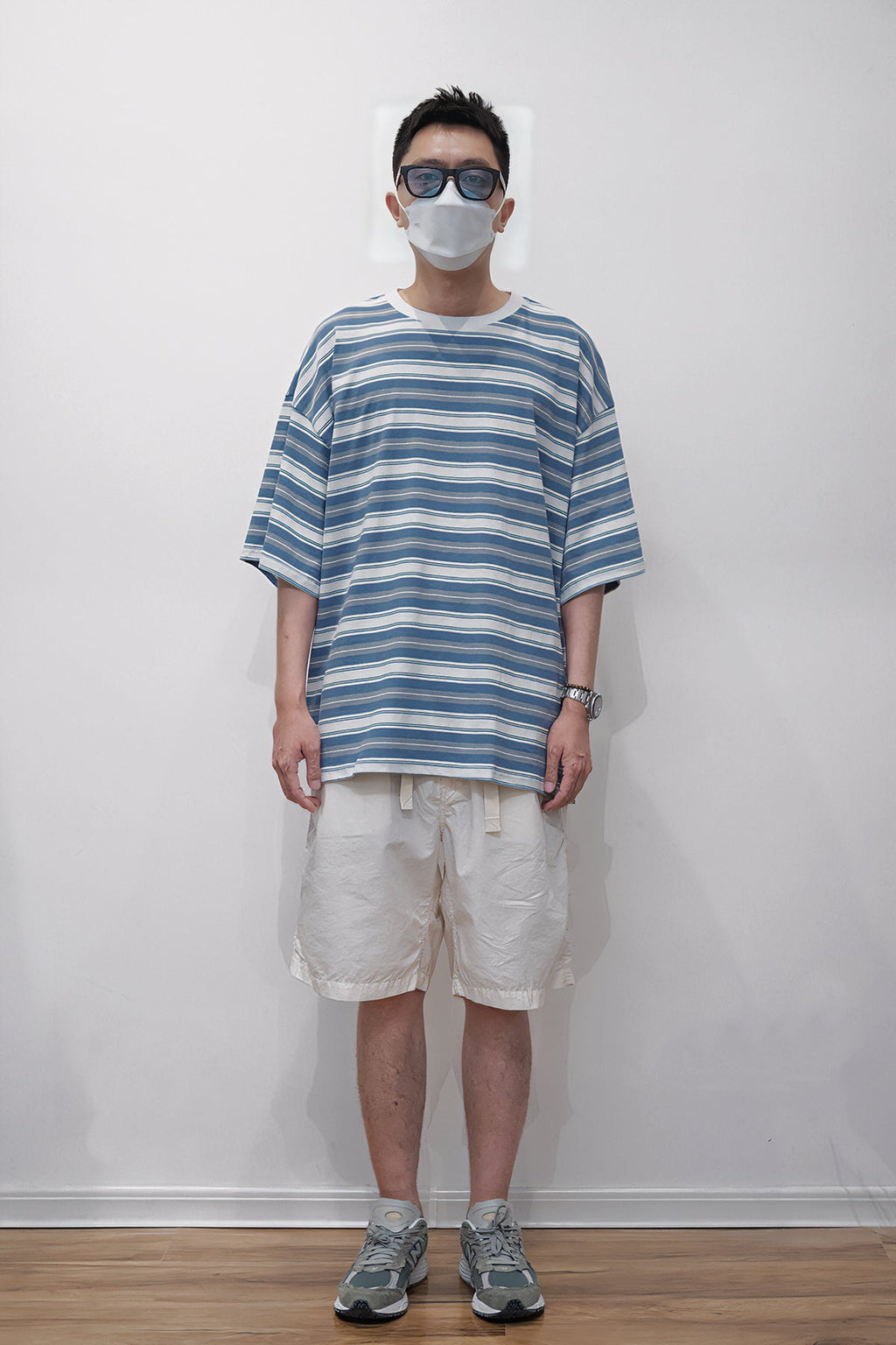 Loose-fitting Candy-colored Pinstripe Short-sleeve T-shirt