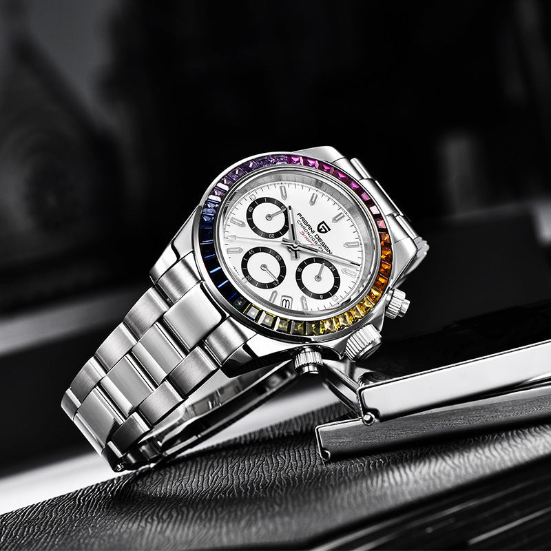 Multifunctional Stainless Steel Quartz Watch for Men