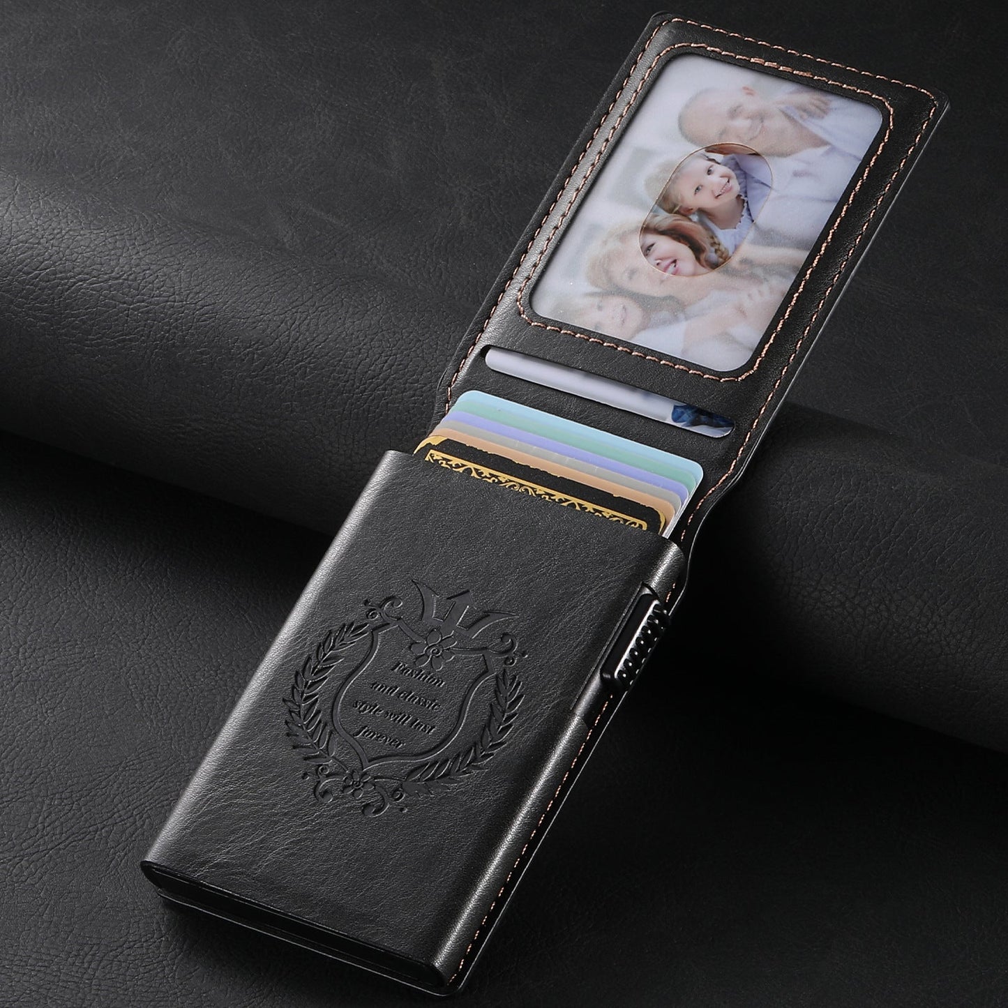 Oil-wax Grain Glossy Full-wrap Leather Card Holder