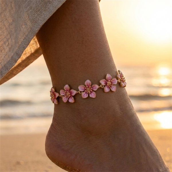 Exaggerated Hollow-out Metal Flower Anklet
