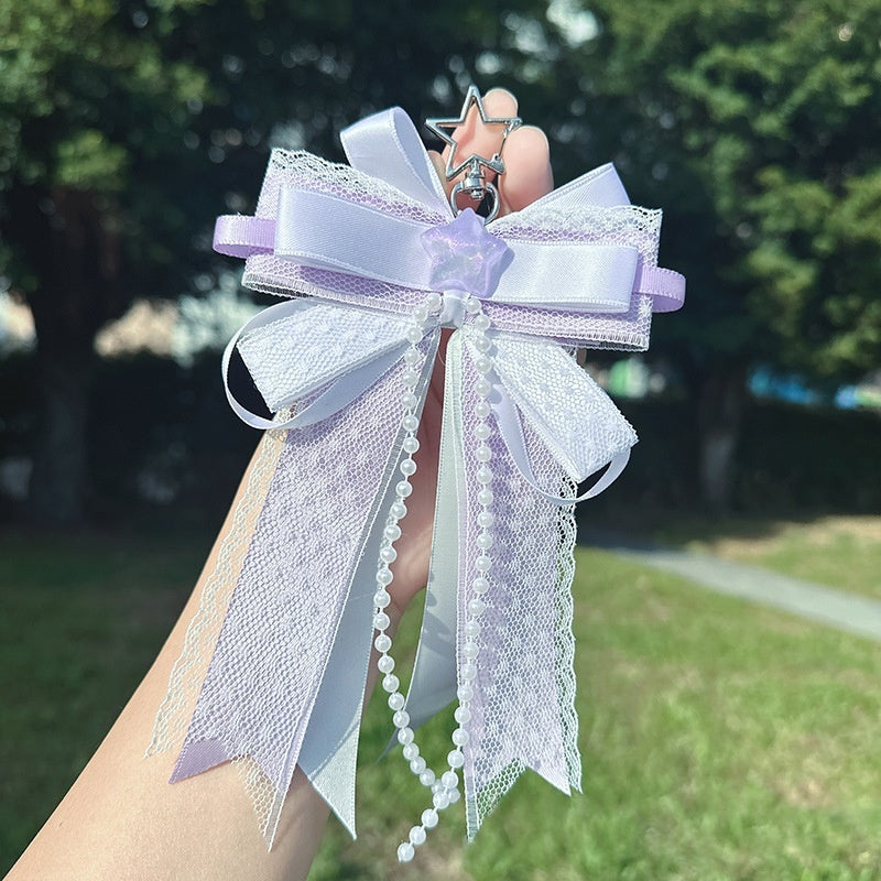 Valley Beauty Support Fan Bow-Knot Keychain Bag Charm