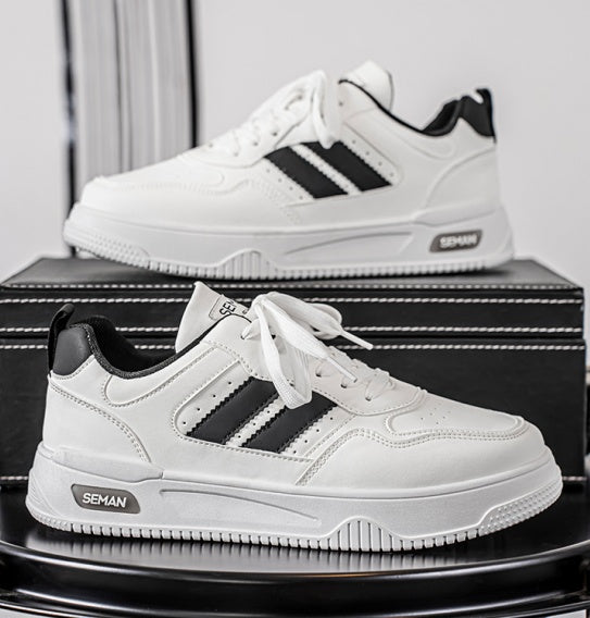 New Breathable White Platform Sneakers, Versatile Trendy Casual White Shoes For Students