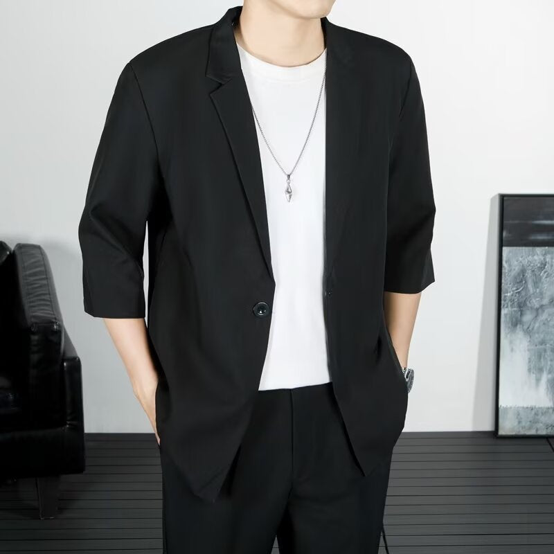 Five Quarter Sleeve Petite Blazer Hong Kong Style Trendy Brand Single Breasted Coat