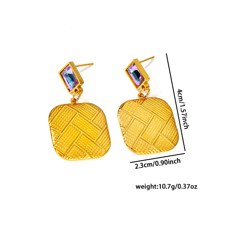 CL European And American Geometric Square Tassel Hollow Butterfly Stainless Steel Earrings