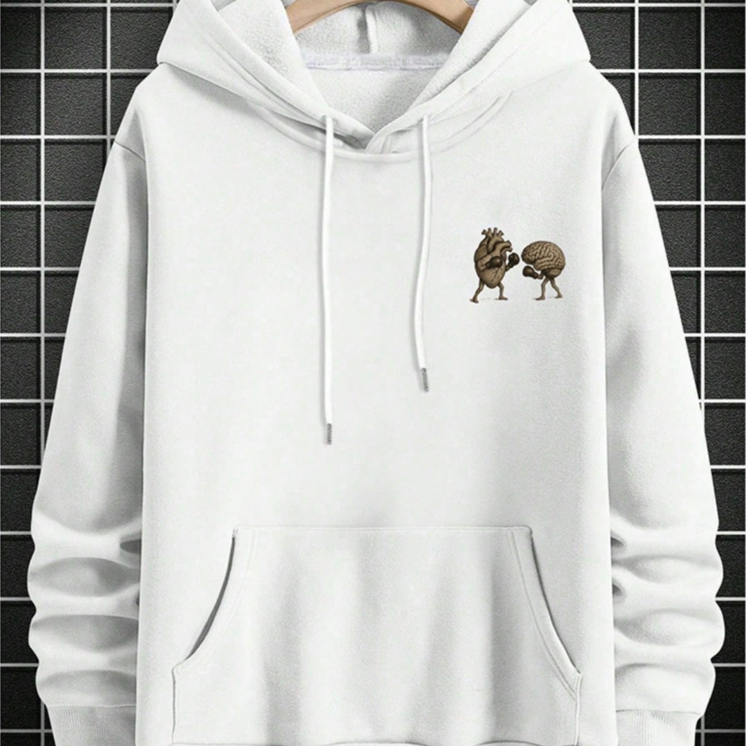 Mens Loose-fit Casual Printed Hooded Sweatshirt