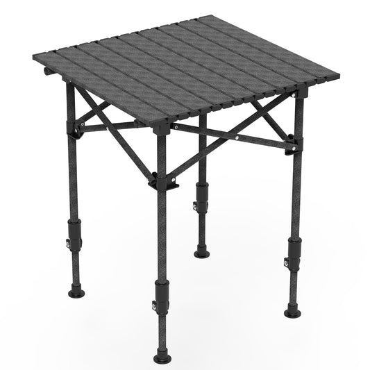 Table de camping pliable portable avec hauteur réglable en acier au carbone antirouille, table de camping pliable à enrouler pour pique-nique, camping, randonnée, plage, barbecue, 25 kg