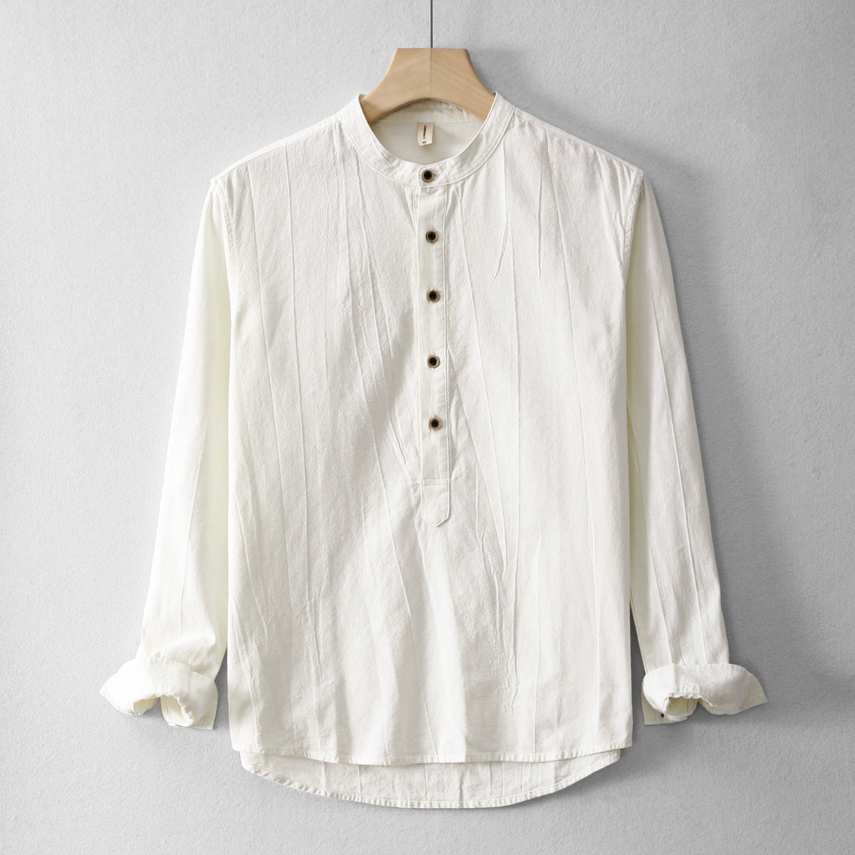 New Mens Ramie Minimalist Casual Shirt