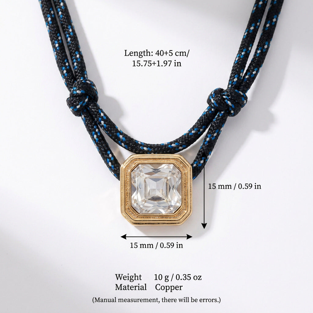 Double-rope Knotted Necklace Layered With A Band