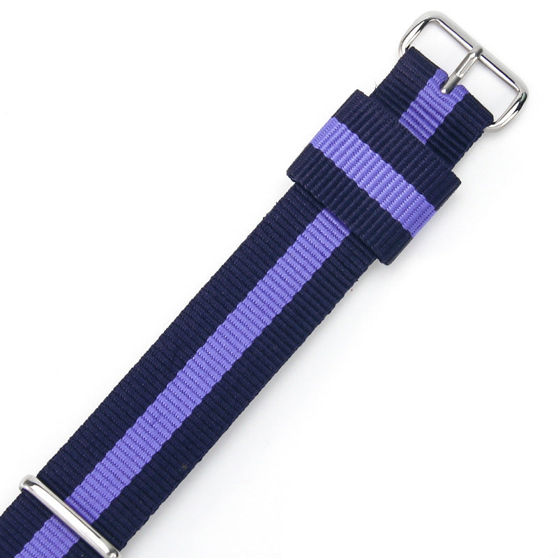 Nylon DW Watch Strap One Piece With Woven Loop And Striped Canvas Watch Band