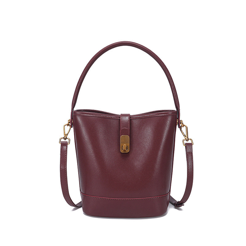 Retro Light-Luxury Vegetable-Tanned Leather ShoulderCrossbody Bag