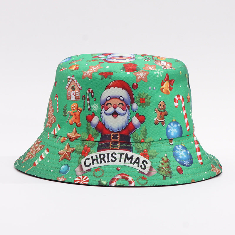 European And American Digital-print Bell-shaped Reindeer Bucket Hat
