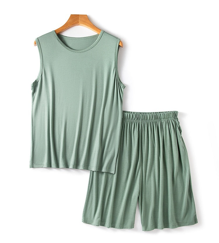 Men's Modal Vest Shorts Summer Loose Plus Size Sleeveless