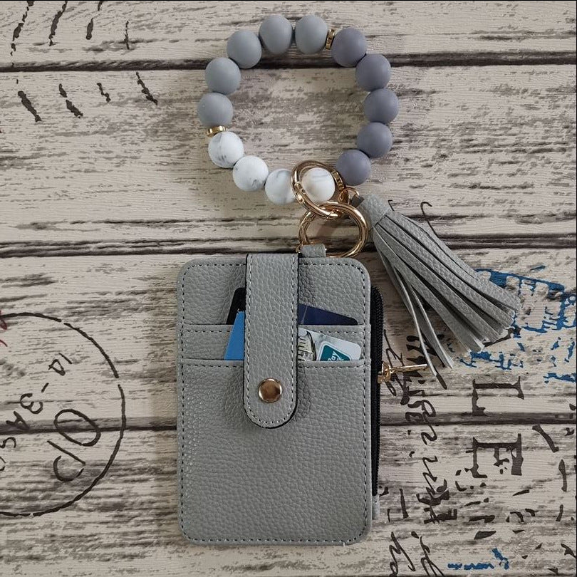 Silicone Bead Bracelet Leather Wallet