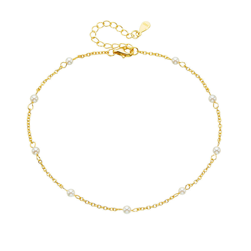 Womens Summer Pearl Beach Anklet