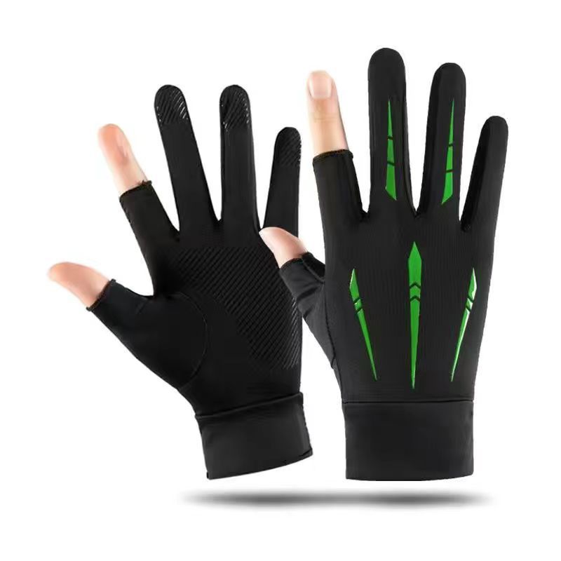 Summer Outdoor Sports Half-finger Gloves Made From Ice Silk With A Non-slip Grip